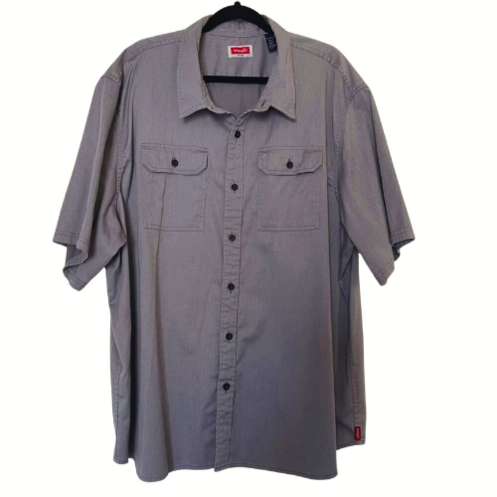 Wrangler Gray Men's Casual Short Sleeve Button Down Shirt 3XL